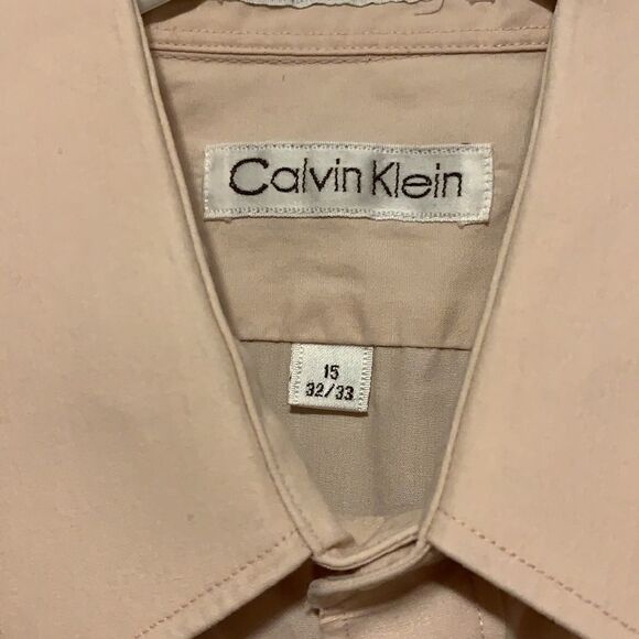 Calvin Klein Lite Pink Mens Long Sleeve Button Down Dress Shirt Size 15 - Picture 3 of 3